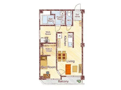 リルームス大津町(1LDK/3階)の間取り写真