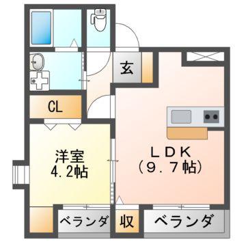 ラ・パレット(1LDK/3階)の間取り写真