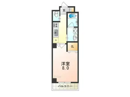 グランディール北勘(1K/4階)の間取り写真