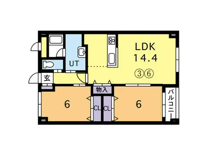 エムズ北23条(2LDK/2階)の間取り写真
