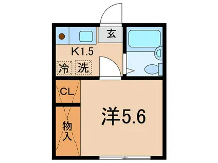 グランヴェール妙蓮寺B棟(1K/2階)の間取り写真