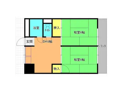 オークリッジマンション(2DK/2階)の間取り写真