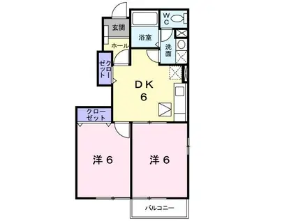 ピュア・マリーンA(2DK/1階)の間取り写真