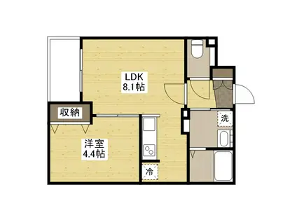 月光福山駅西(1LDK/1階)の間取り写真