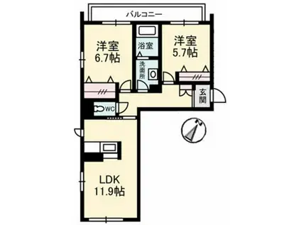 LINO(2LDK/1階)の間取り写真