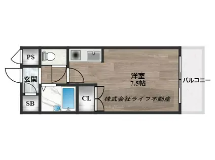 SENTIA八戸ノ里(ワンルーム/3階)の間取り写真