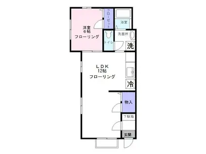 ソレイユ三岡(1LDK/1階)の間取り写真