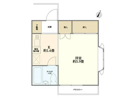 ル・ポール東白楽V(1K/2階)の間取り写真