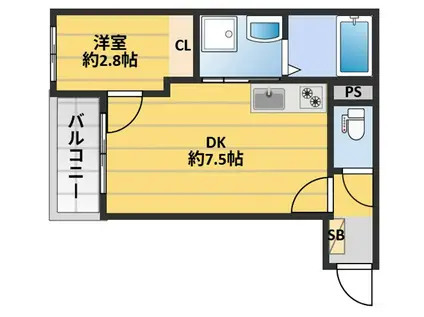 AIM 高砂(1DK/3階)の間取り写真