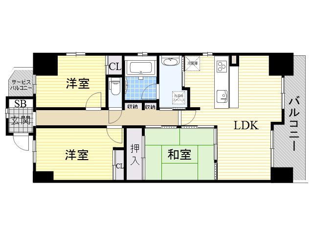 レジディア都島Ⅰ(3LDK/12階)の間取り写真