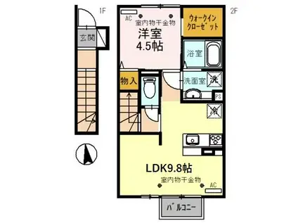 グランメゾン WD(1LDK/2階)の間取り写真
