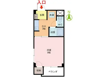 光陽フラッツ(1DK/1階)の間取り写真