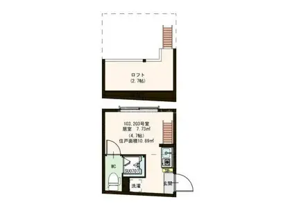 ハーモニーテラス南小岩IV(ワンルーム/2階)の間取り写真