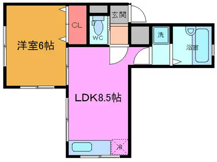 センターコート(1LDK/1階)の間取り写真