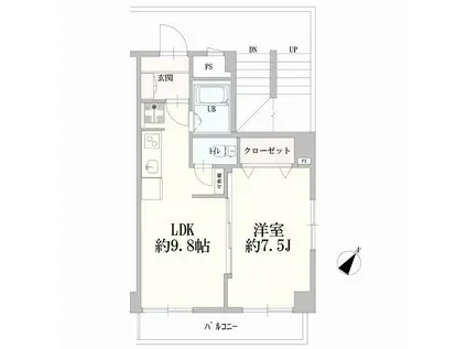 ハイアール富田(1LDK/3階)の間取り写真