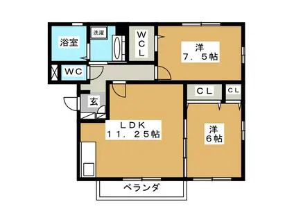 ロイヤルティアラ III(2LDK/2階)の間取り写真