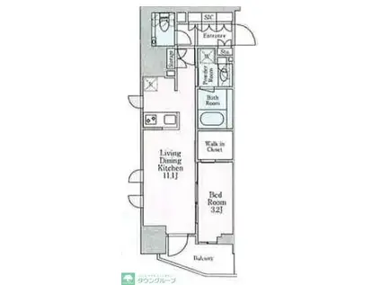 グランリビオ芝大門(1LDK/4階)の間取り写真