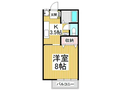 カサイ第3ビル(1K/2階)の間取り写真