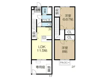 プルミエール(2LDK/1階)の間取り写真