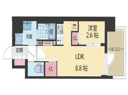 ソルテラスOSAKA弁天町クレアスト(1LDK/4階)の間取り写真