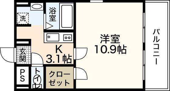 エクセレント光南(1K/4階)の間取り写真