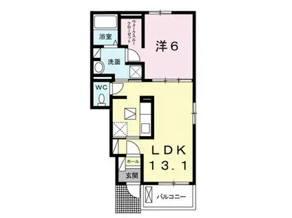 ジェルメ橋爪 I(1LDK/1階)の間取り写真