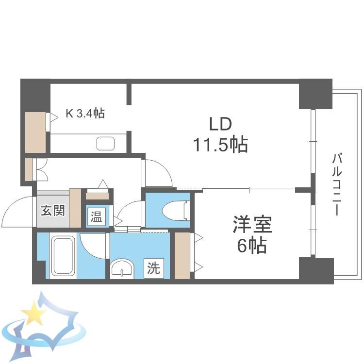 Dグラフォート札幌ステーションタワー(1LDK/14階)の間取り写真