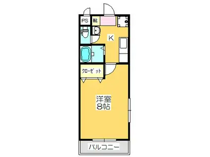 ハイネス郡家(1K/2階)の間取り写真