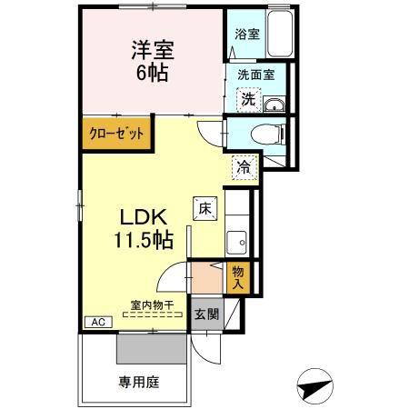 ピュアメゾン(1LDK/1階)の間取り写真