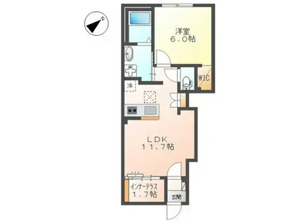 スターテラスII丹那町(1LDK/1階)の間取り写真