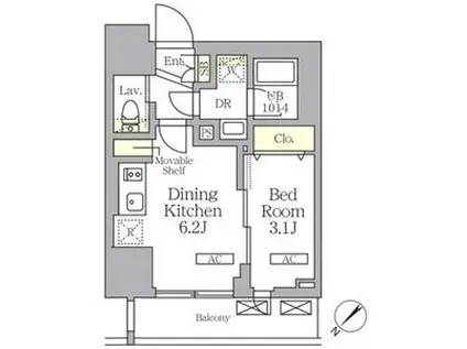 プライムガーデン大森(1DK/11階)の間取り写真