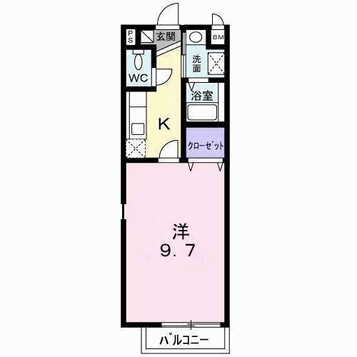 クレメント(1K/1階)の間取り写真