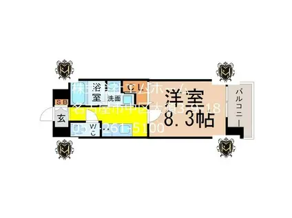 NORITAKE RISE(1K/3階)の間取り写真