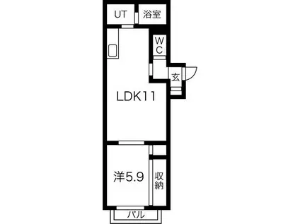 エステラ美園B館(1LDK/4階)の間取り写真