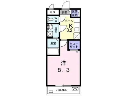 上越新幹線 新潟駅 バス乗車時間：26分 最寄りバス停で下車 徒歩2分 3階建 築11年(1K/2階)の間取り写真