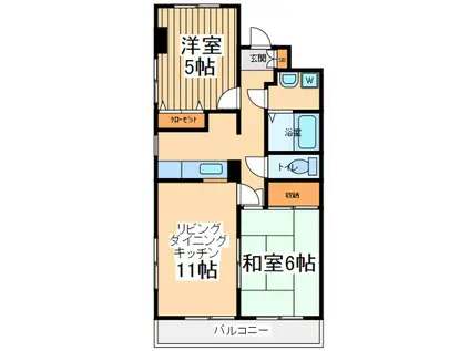 チャイルドシティ(2LDK/5階)の間取り写真