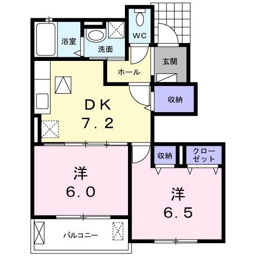 クローバー・III(2DK/1階)の間取り写真