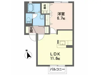 ガーデンコート壱番館(1LDK/1階)の間取り写真