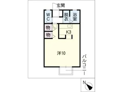 セジュール北島 B棟(ワンルーム/2階)の間取り写真