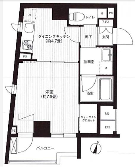 アヴニール元代々木(1DK/4階)の間取り写真