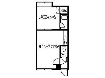 サンティアゴ(1DK/1階)の間取り写真