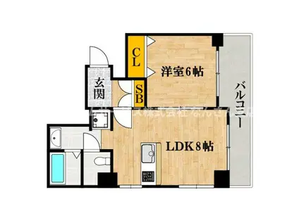 真田山エヌケイビル(1LDK/4階)の間取り写真