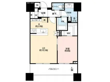 白金ザ・スカイ イースト(1LDK/18階)の間取り写真