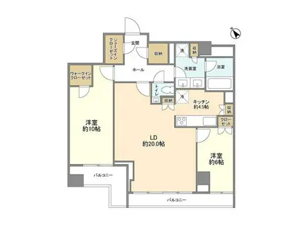 ウェリス代官山猿楽町テラス(2LDK/2階)の間取り写真