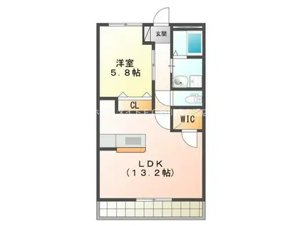 ブロードタウン神野II B(1LDK/2階)の間取り写真