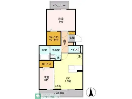 アンクレージュ(2DK/3階)の間取り写真