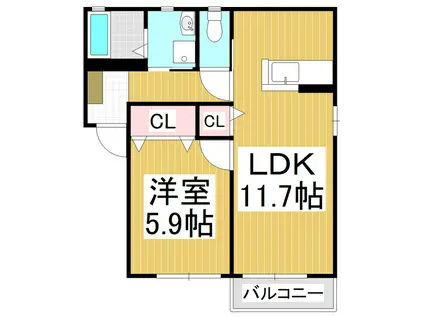 シャーメゾンシーマウスB(1LDK/1階)の間取り写真