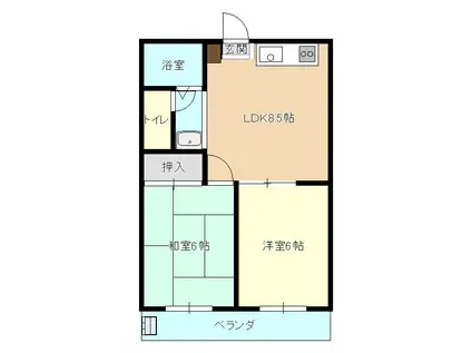 プレステージ狛江(2LDK/2階)の間取り写真