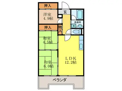 ボンメゾン双葉(3LDK/5階)の間取り写真