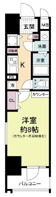 LADOUCEUR玉造(1K/14階)の間取り写真